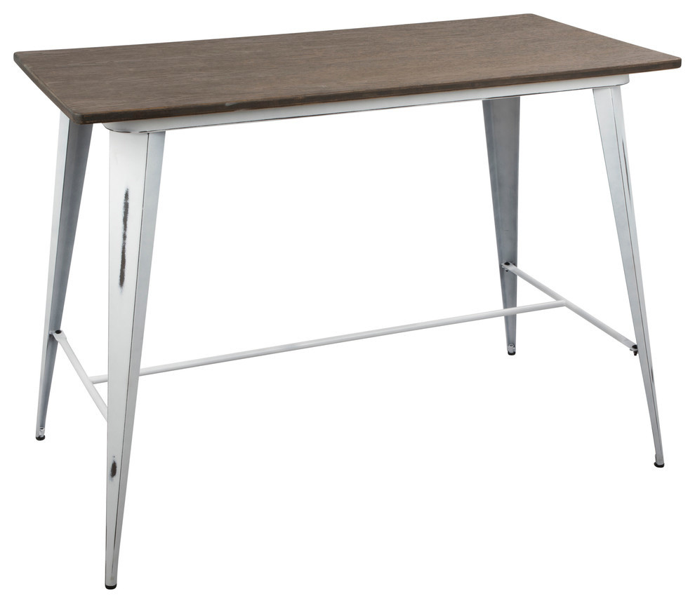 Vintage White & Espresso Reclaimed Wood Counter Height Table