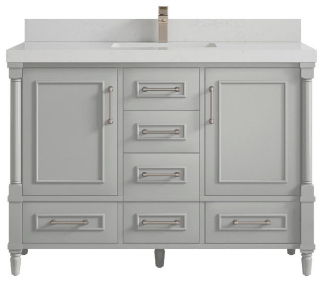 Aberdeen Bathroom Vanity, 48" Single Transitional Bathroom Vanities And Sink Consoles by