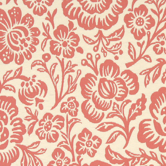 Coral Pink And Beige Floral Reversible Matelasse Upholstery Fabric By ...
