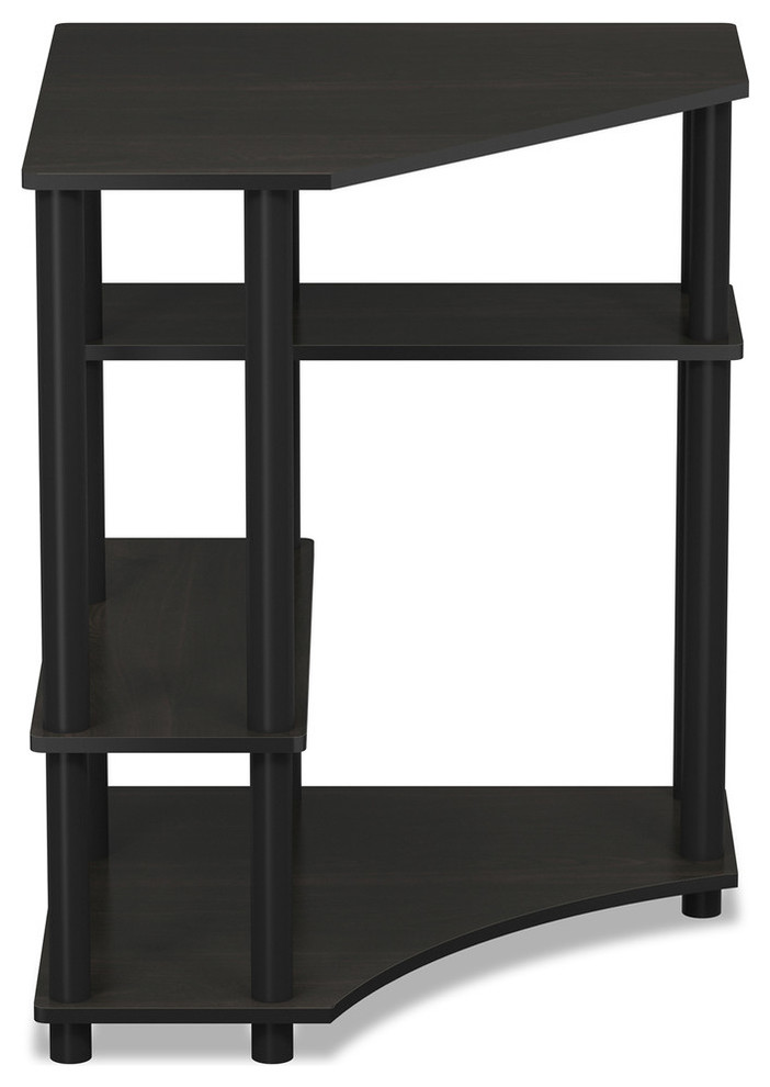 TurnNTube Space Saving Corner Desk With Shelves, Espresso/Black, 16098EX/BK Transitional