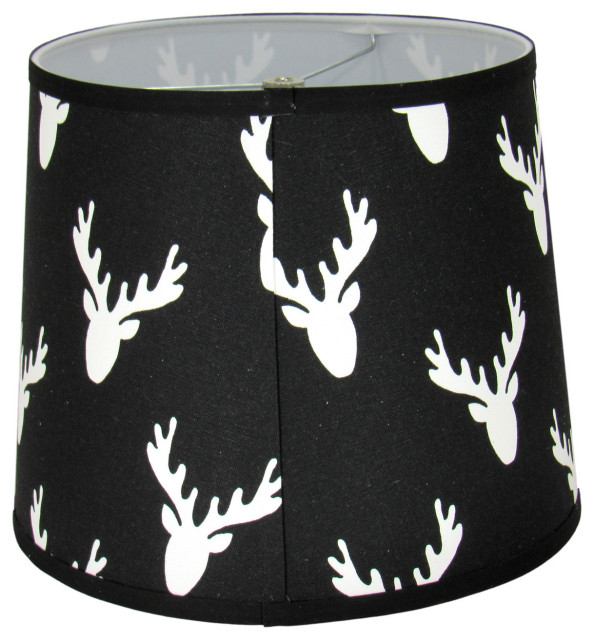 Black Distressed Spindle Table Lamp with Moose Themed Lamp Shade ...