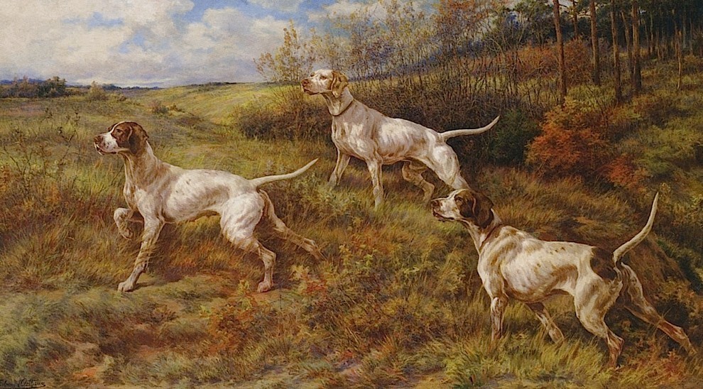 "Hunting in the Fall - Three Pointers" Print by Edmond H. Osthaus, 24"x13"