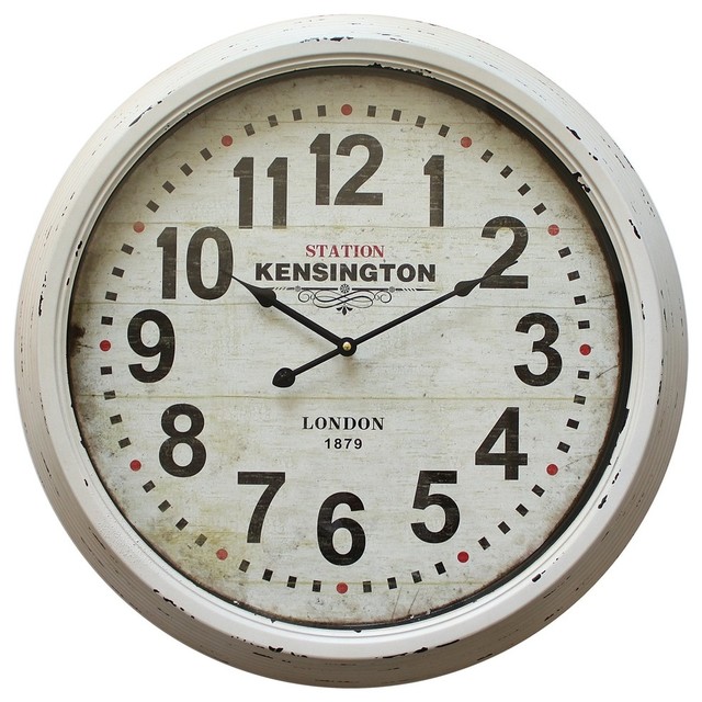 yosemite home decor 24 in circular iron wall clock distressed white iron frame rustic - Yosemite Home Decor yosemite home decor 24 in circular iron wall clock distressed white iron frame rustic - Yosemite Home Decor