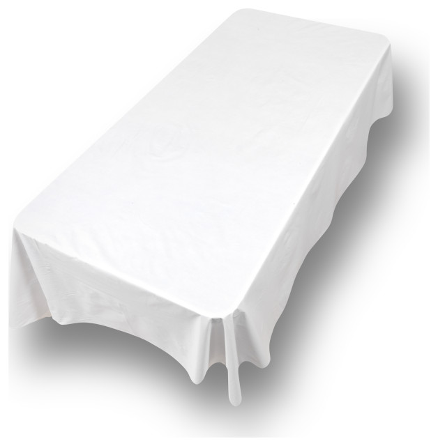 52'' x 90,'' Vinyl Tablecloth with Polyester Flannel Backing in White