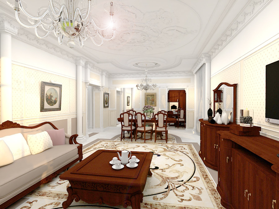 Интерьер загородного дома у озера