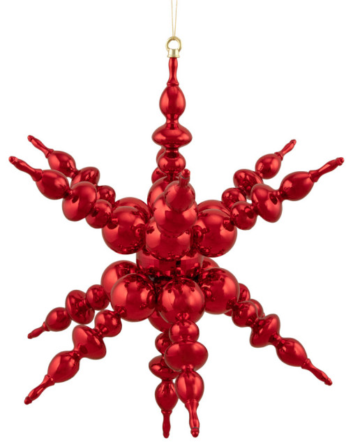 24" Shiny Red 3D Sunburst Snowflake Commercial Christmas Ornament