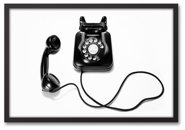 Black And White Vintage Telephone Wall Art Contemporary Prints