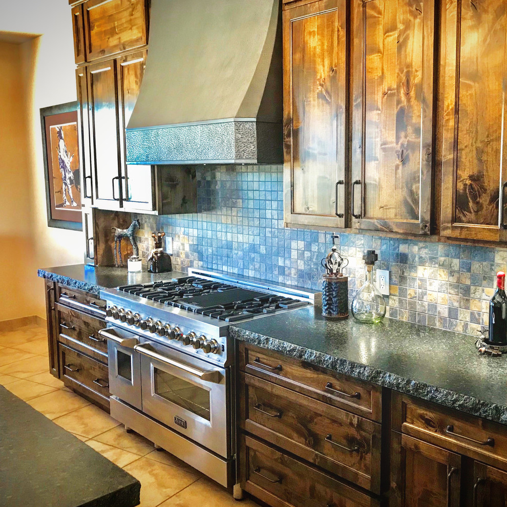 Example of a large mountain style kitchen design