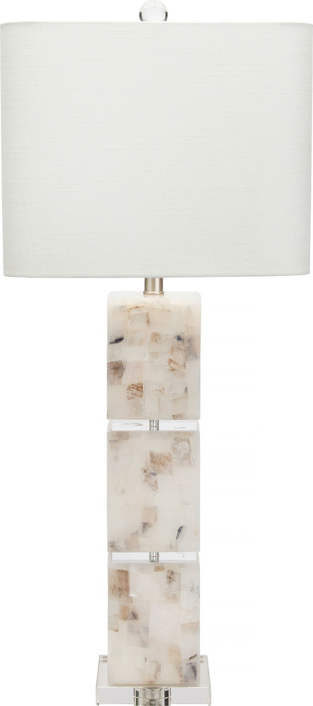 Darcy Table Lamp, Natural Calcite, Clear Resin, Optic Crystal