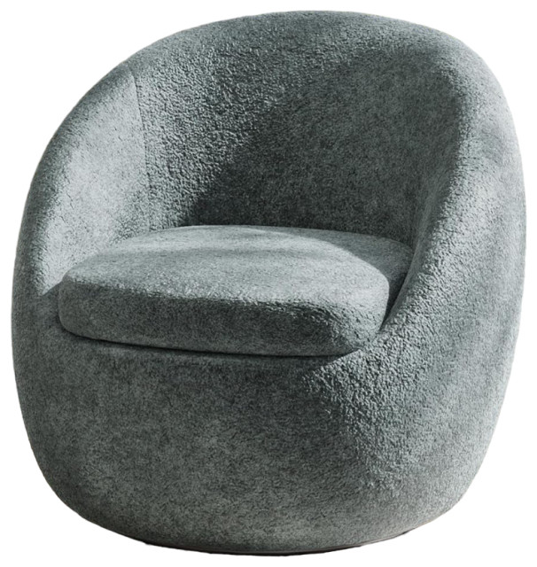 Modern Accent Swivel Barrel Chair with Removable Pillows, Grey Chenille, 56.3x56.3x35.5 in