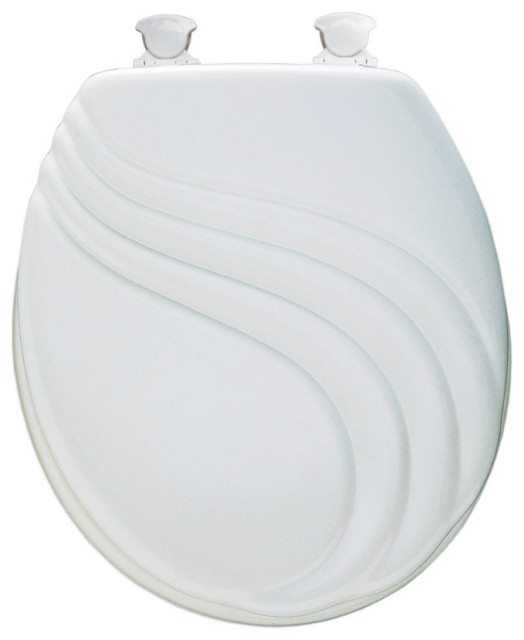 Mayfair 27EC000 Round Molded Wood Toilet Seat, White Toilet Seats