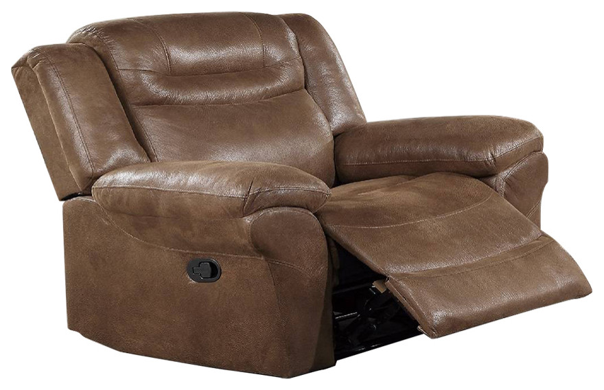 Manual Motion Recliner, Dark Brown Contemporary Recliner Chairs