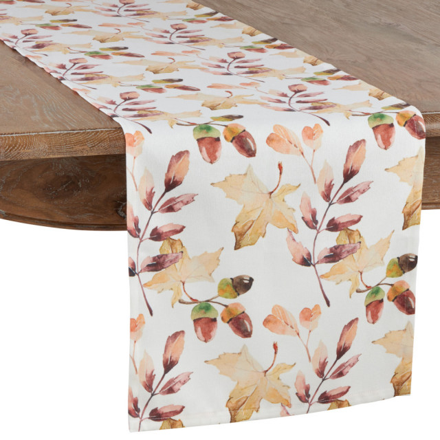 Autumn Leaf Table Runner With Acorn Design, Multi, 16