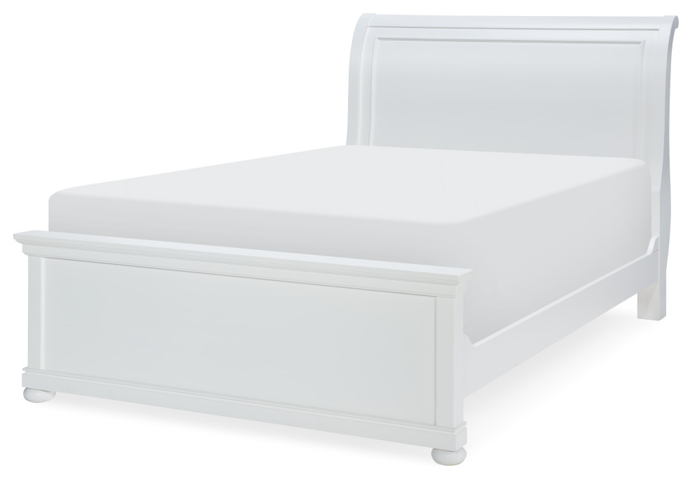 Canterbury Sleigh Headboard, Queen, Natural White Traditional
