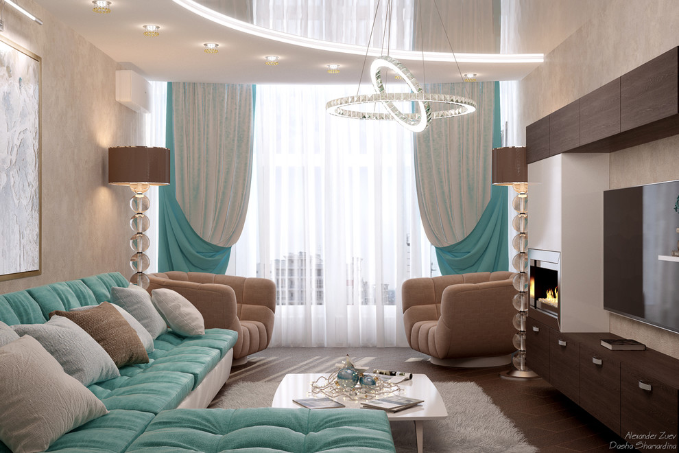 Дизайн гостиной (3 вариант) в стиле модернизм в квартире по ул. Образцова, г.Кра
