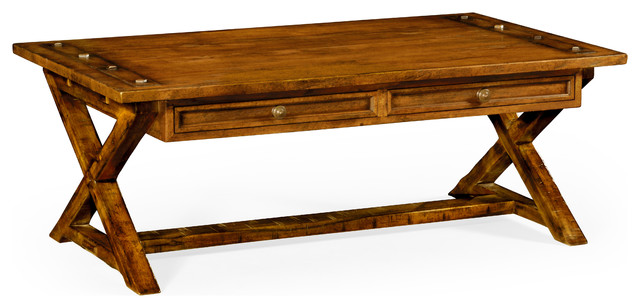 Country Walnut Coffee Table With Drawers Traditional Tables By Jonathan Charles Fine Furniture - Fine Wood Coffee Tables Country Walnut Coffee Table With Drawers Traditional Tables By Jonathan Charles Fine Furniture - Fine Wood Coffee Tables
