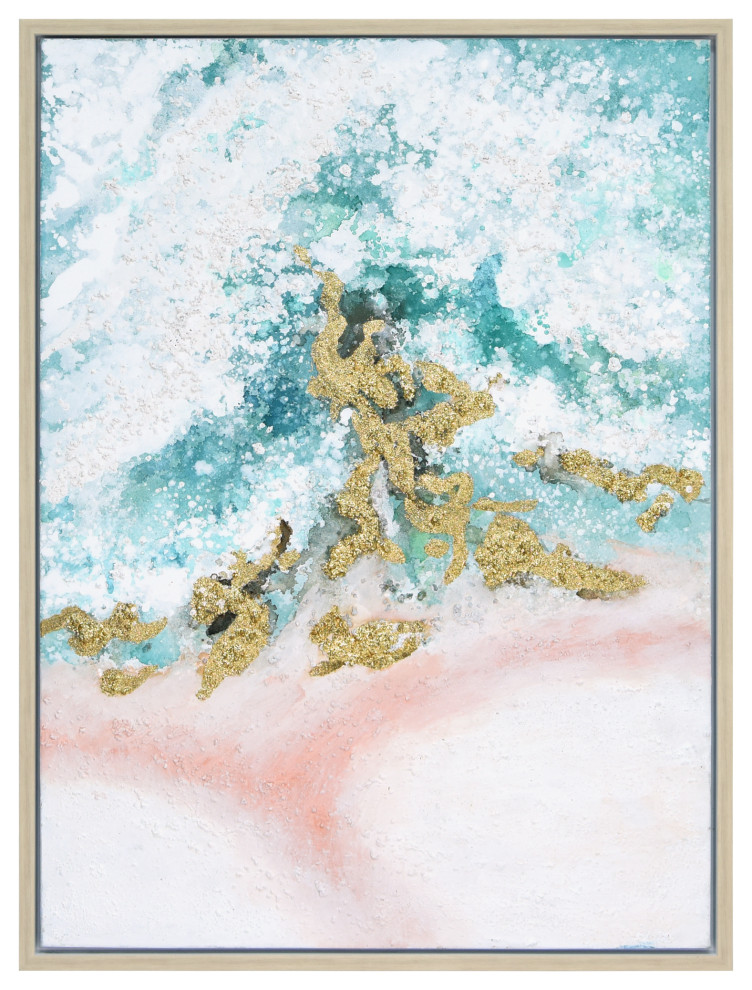 Sunday Ocean Textured Metallic Hand Painted Framed Wall Art by Martin