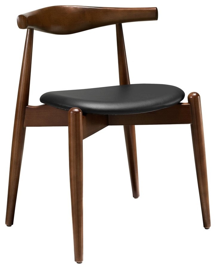 Modway Stalwart Dining Side Chair, Dark Walnut, Black