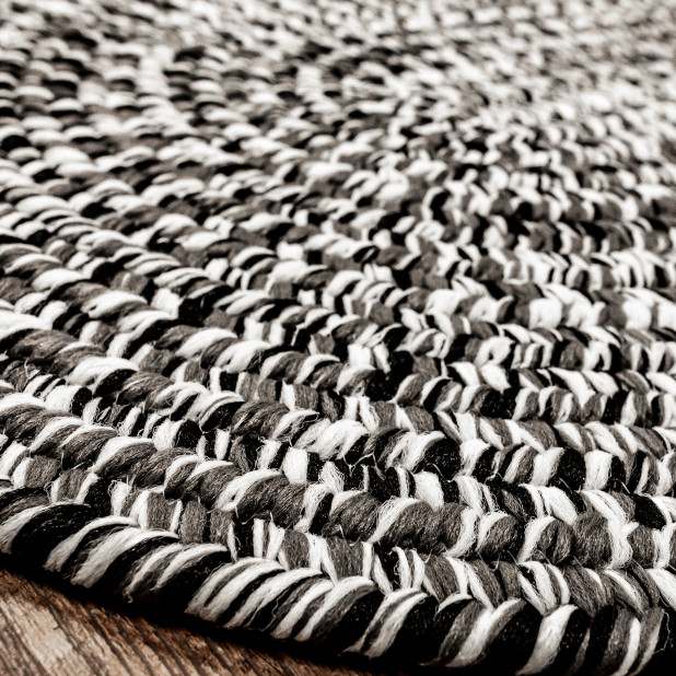 Anastasia Black 9x12, Oval, Braided Rug Contemporary Outdoor Rugs