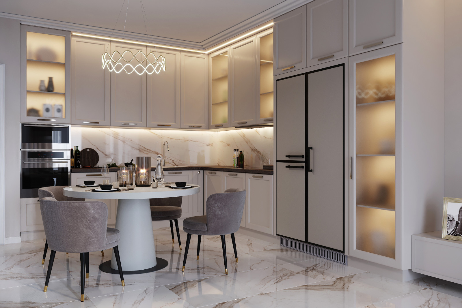 Визуализация гостиной в неоклассическом стиле