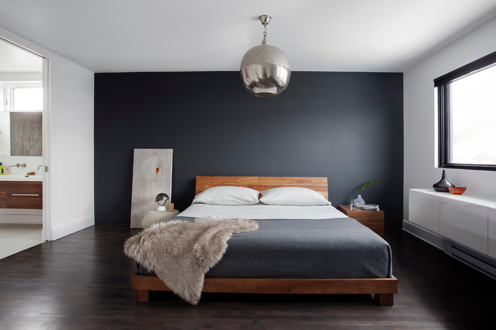 Example of a large trendy bedroom design in Montreal