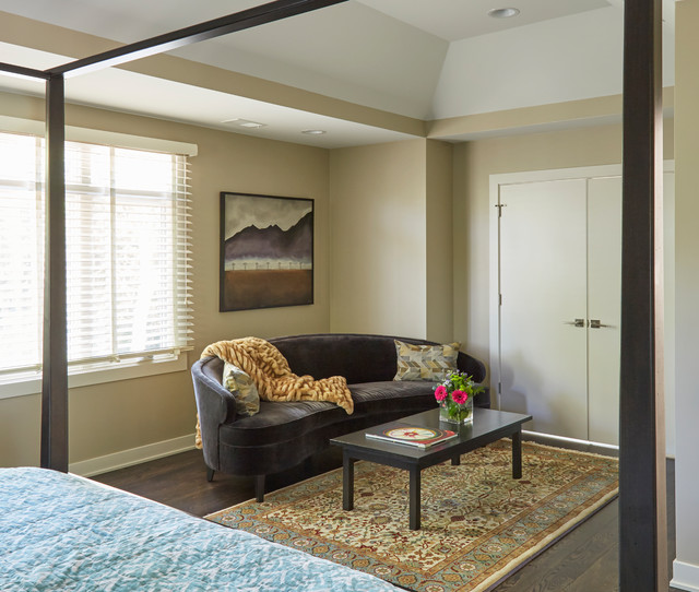 Master Bedroom Seating Area With Tray Ceiling Transitional