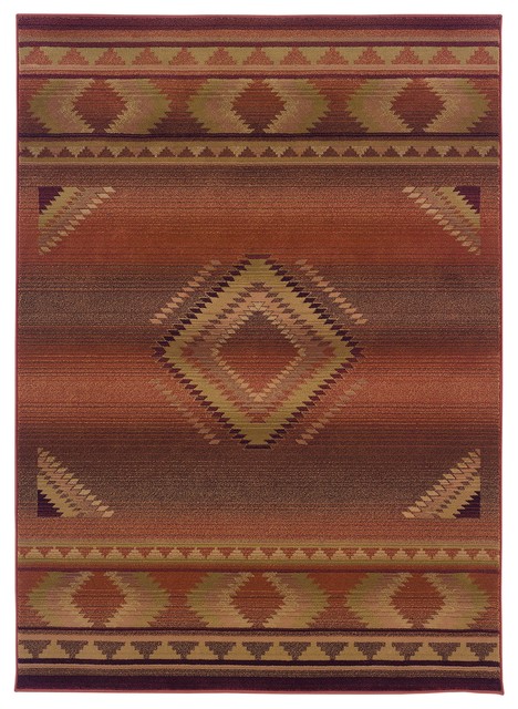 Generations Red Beige Southwest/Lodge  Transitional Rug, 2'3"x7'6"