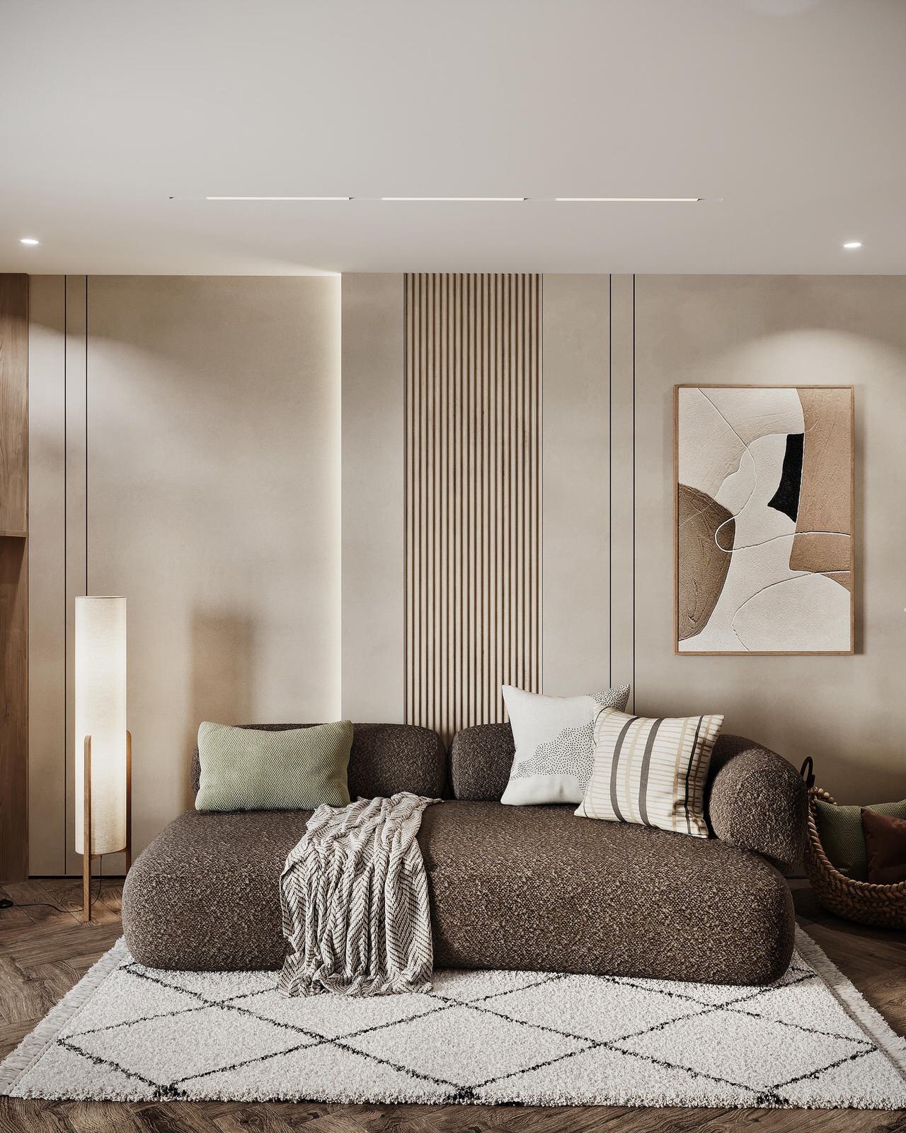 Дизайн интерьера квартиры в стиле джапанди с элементами бохо в ЖК "Квартал Che"