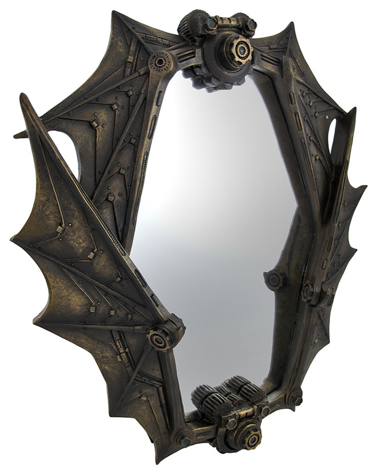 Bronzed Steampunk Bat Wings Mirror