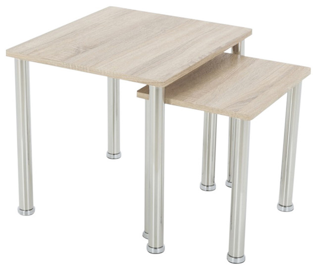 2 Piece Nesting Side Tables Whitewashed Oak Contemporary Coffee 2 Piece Nesting Side Tables Whitewashed Oak