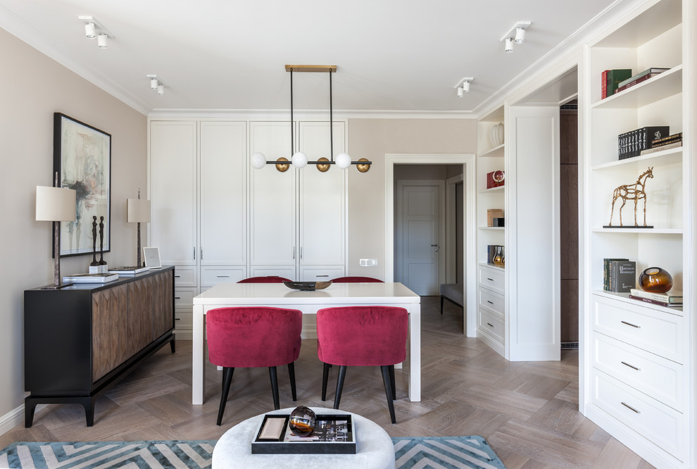 Photo of a transitional dining room in Moscow.