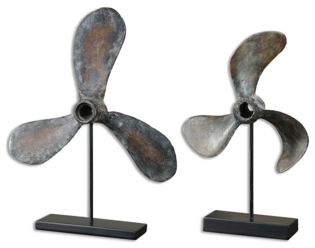 Uttermost Propellers Rust Sculptures, Set of 2