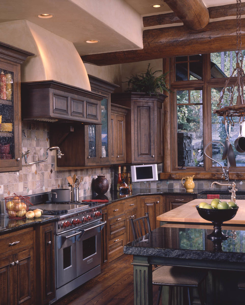 Example of a mountain style kitchen design in Seattle