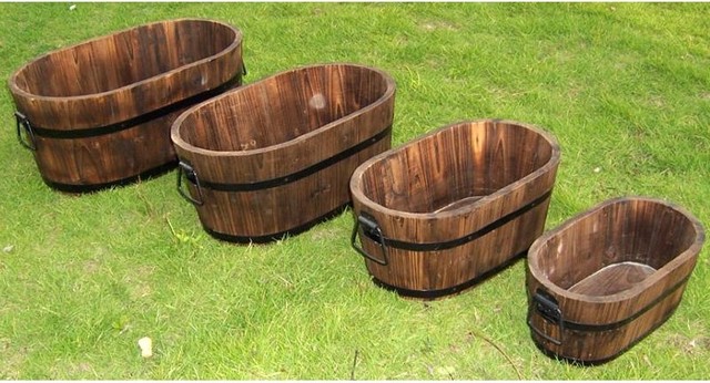 Oval Wood Planter - Set of 2 - DEVBP214-SET