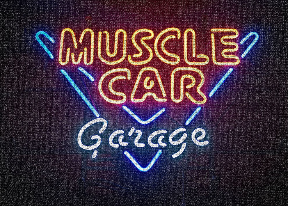 Muscle Car Garage Area Rug, 5'0"x7'0" Contemporary Novelty Rugs