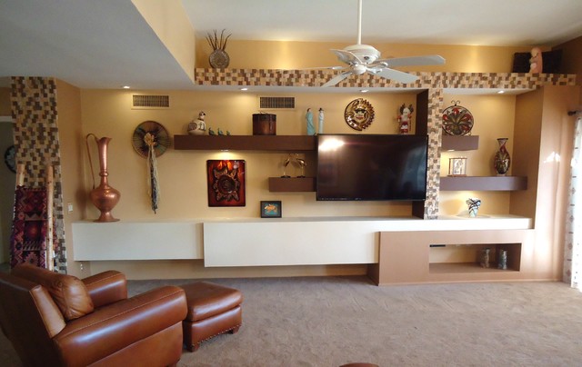 Modern Media Room Phoenix Phoenix Custom Media Walls modern-family-room