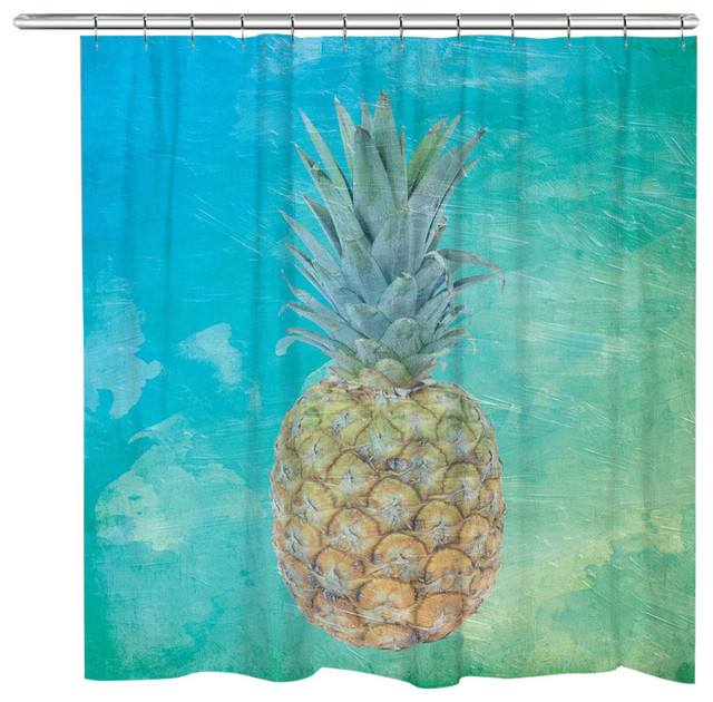 Blue Hawaiian Pineapple Shower Curtain Beach Style Shower Curtains By Laural Home Houzz