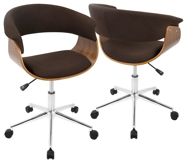 Vintage Mod Mid Century Modern Office Chair Walnut Wood And Light Vintage Mod Mid Century Modern Office Chair Walnut Wood And Light Gray Fabric Contemporary Chairs By Freely
