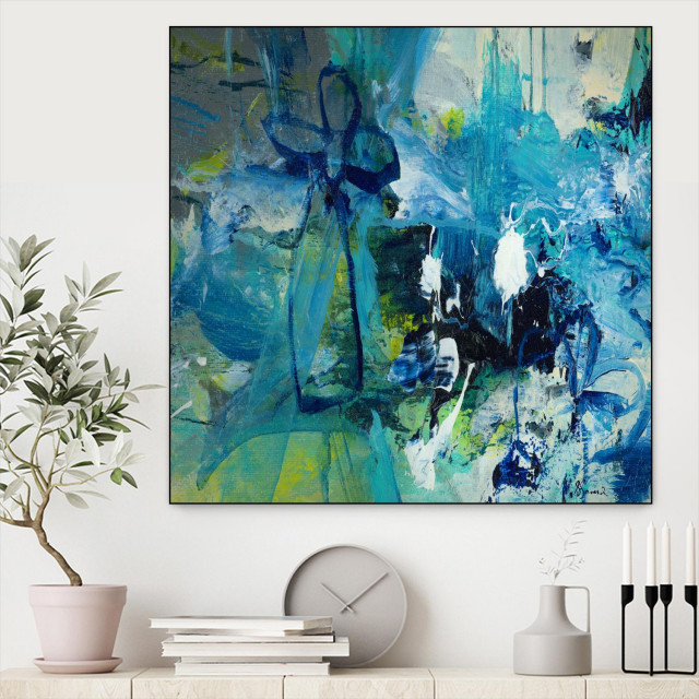 "Abstract Flower" Framed Canvas by Giant Art 30"x30", 30 x 30 ...
