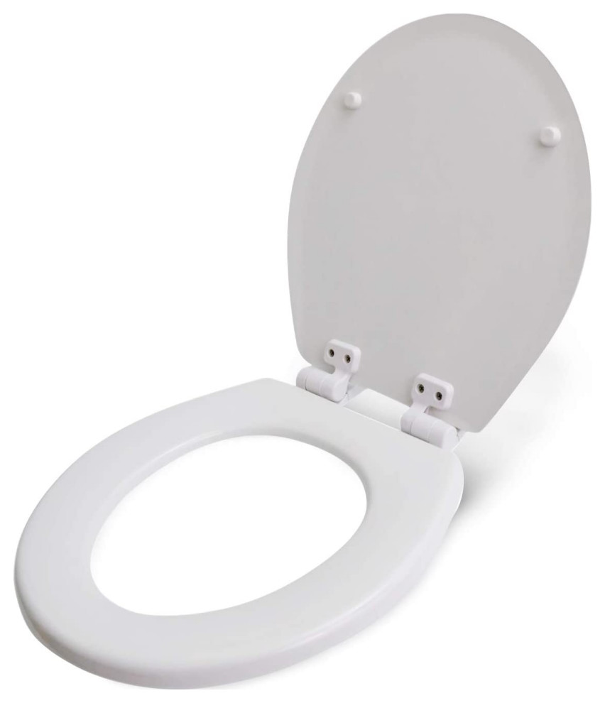 Round Molded Wood Toilet Seat Slow Close Easy Remove Adjustable Hinge