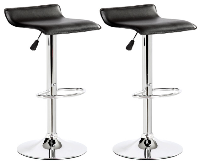 Modern Adjustable Swivel Hydraulic Bar Stools, Set of 2 Contemporary