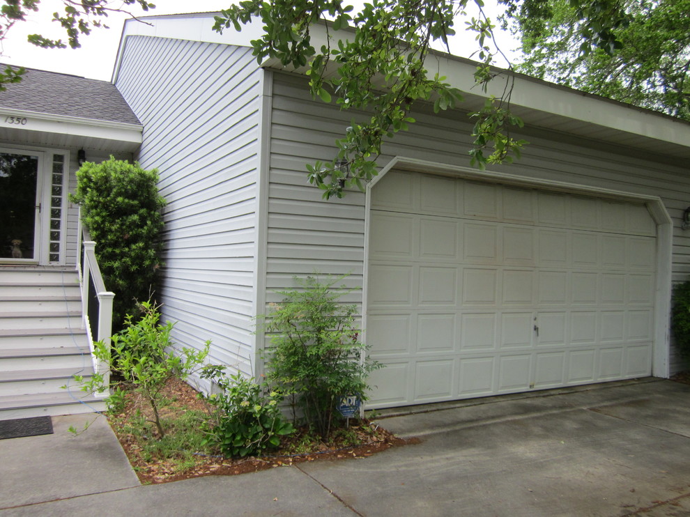 How to disguise exterior after garage conversion from 2 doors to 1?