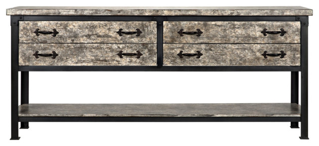 Metal Console Table With Rectangular, Industrial Console Table With Drawers