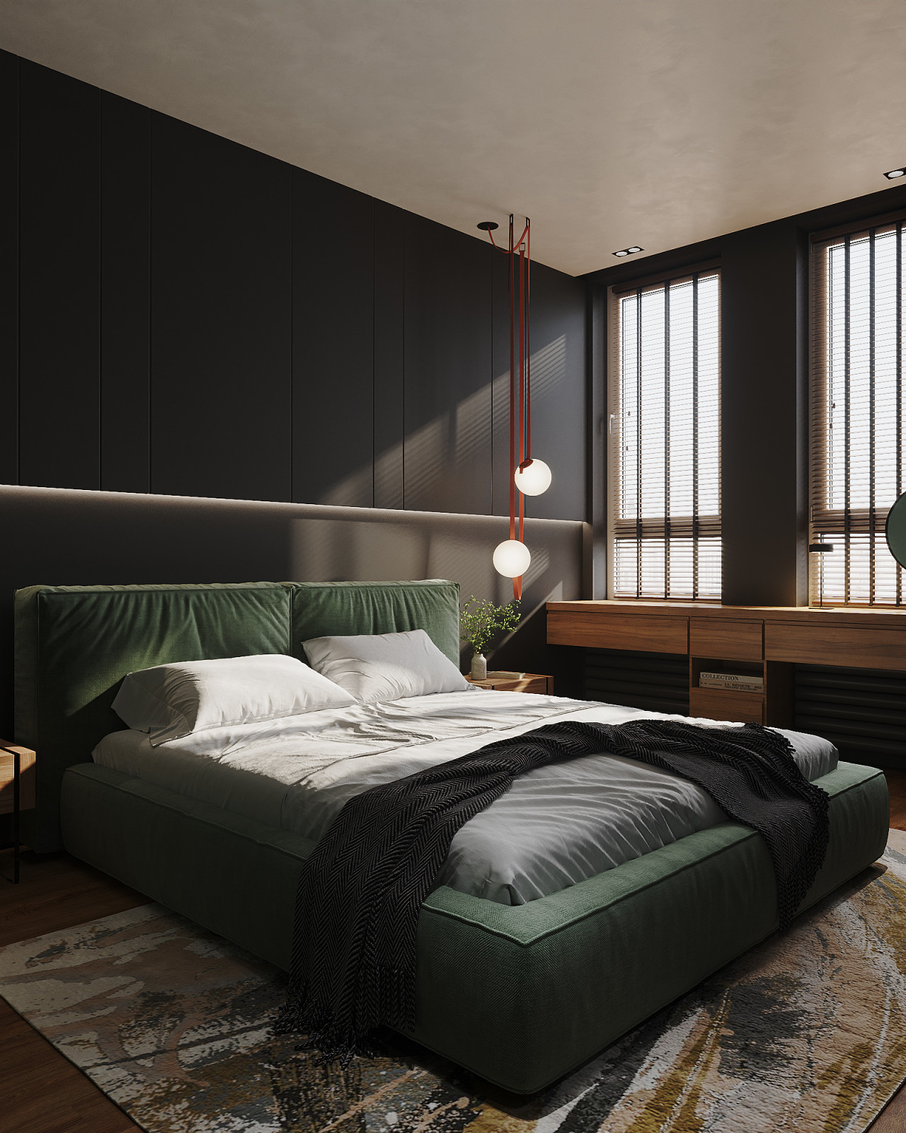 Минималистичная квартира в темных тонах.