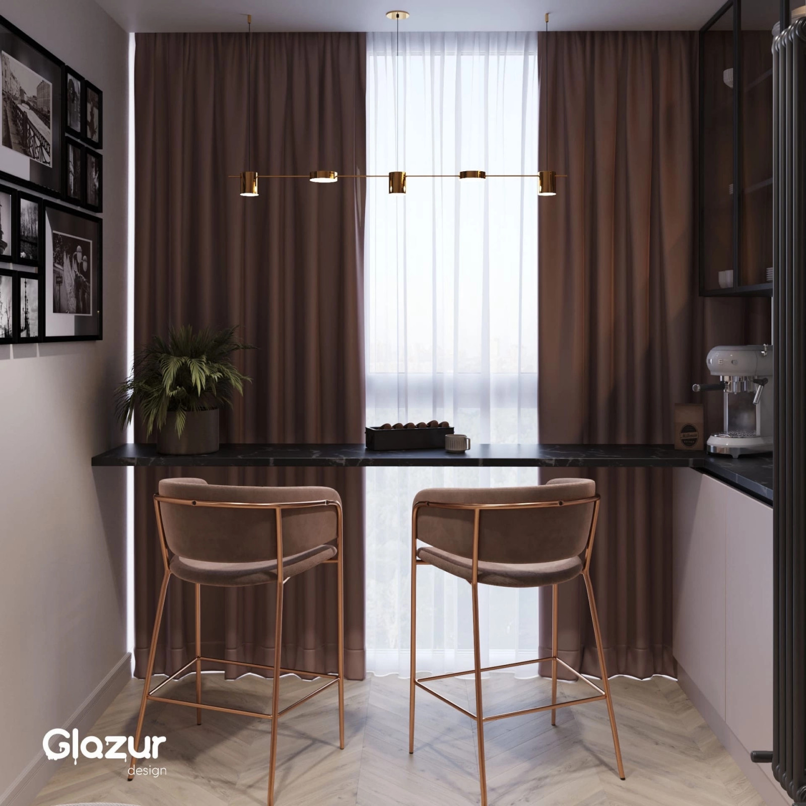 Визуализация квартиры в ЖК «Приоритет»  Часть 2. Кухня-гостиная  Площадь: 34м2