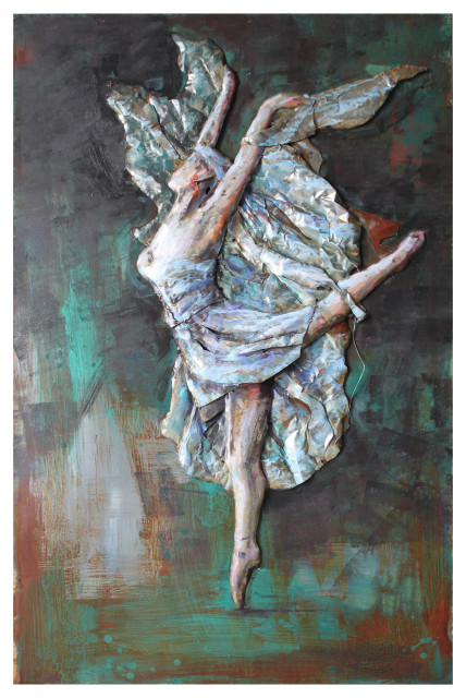 Prima Ballerina Primo Mixed Media Hand Painted Iron Wall Sculpture 56x36 Contemporary Mixed Media Art By Empire Art Direct