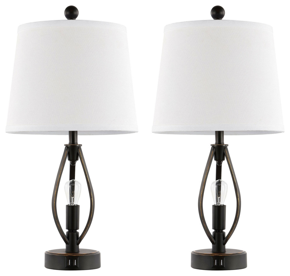 22inch Farmhouse Table Lamp Set with 2 USB Ports Transitional Lamp Sets by GETLEDEL Houzz