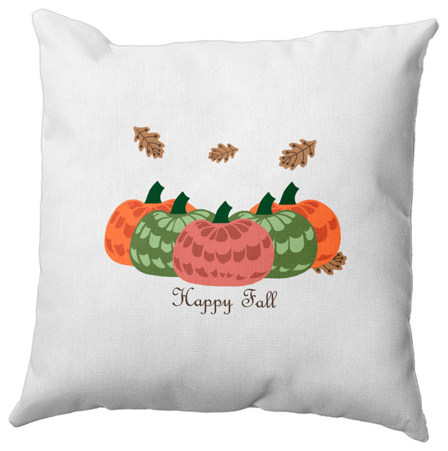 Happy Fall Pumpkins Accent Pillow, Coral, 16"x16"