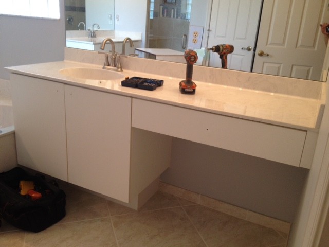 Scott's Master Bathroom Reface Dark Red Mahogany Finish