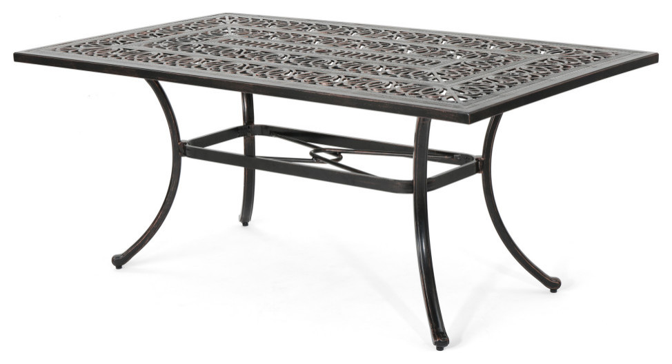 Joyce Outdoor Rectangular Cast Aluminum Dining Table Traditional